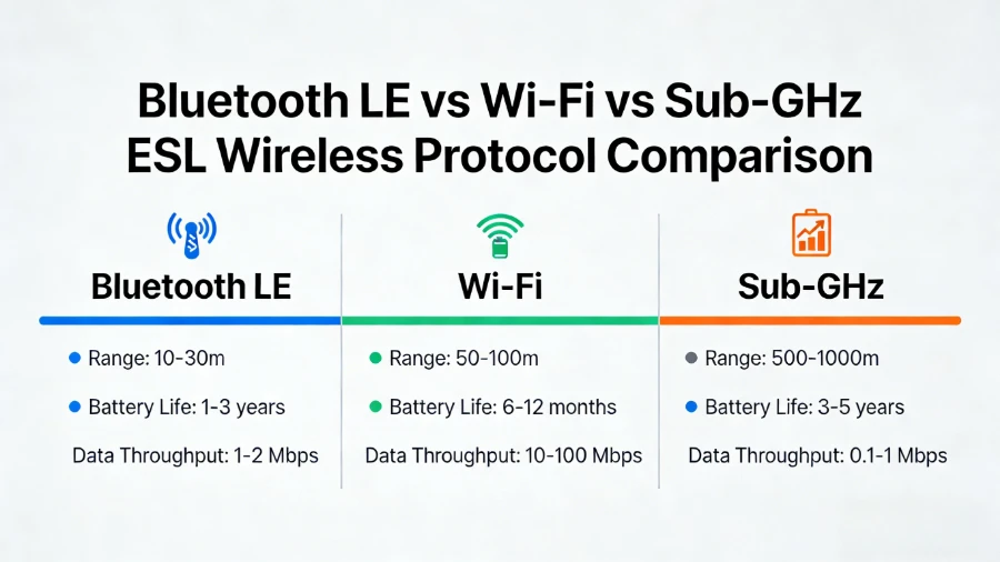 Bluetooth vs Wi-Fi vs Sub-GHz Etichetta elettronica di scaffale
