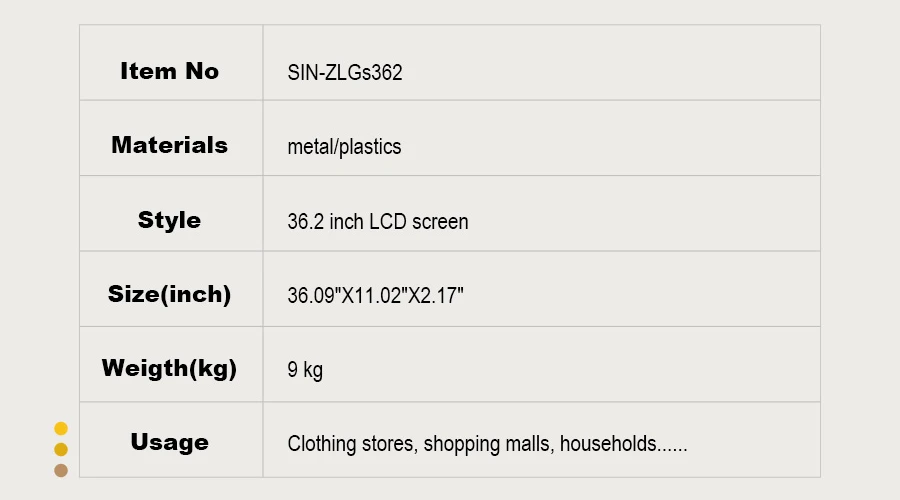 36.2 Inch LCD Bar Display Double Face Screen Manufacturer